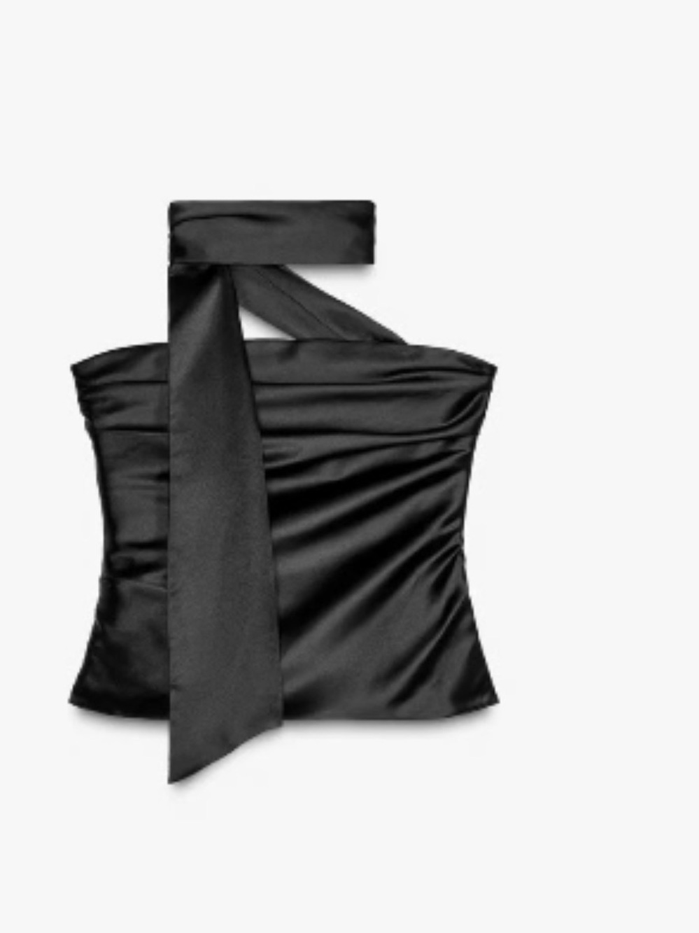 Zara New Satin Black Scarf Strapless Tie-Detail Camisole